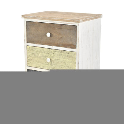 19" White Gray and Natural Distressed Accent Cabinet With Three Drawers HomeRoots