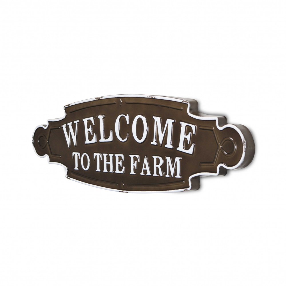 Welcome To The Farm Lacquered Black And White Metal Wall Art — view 2