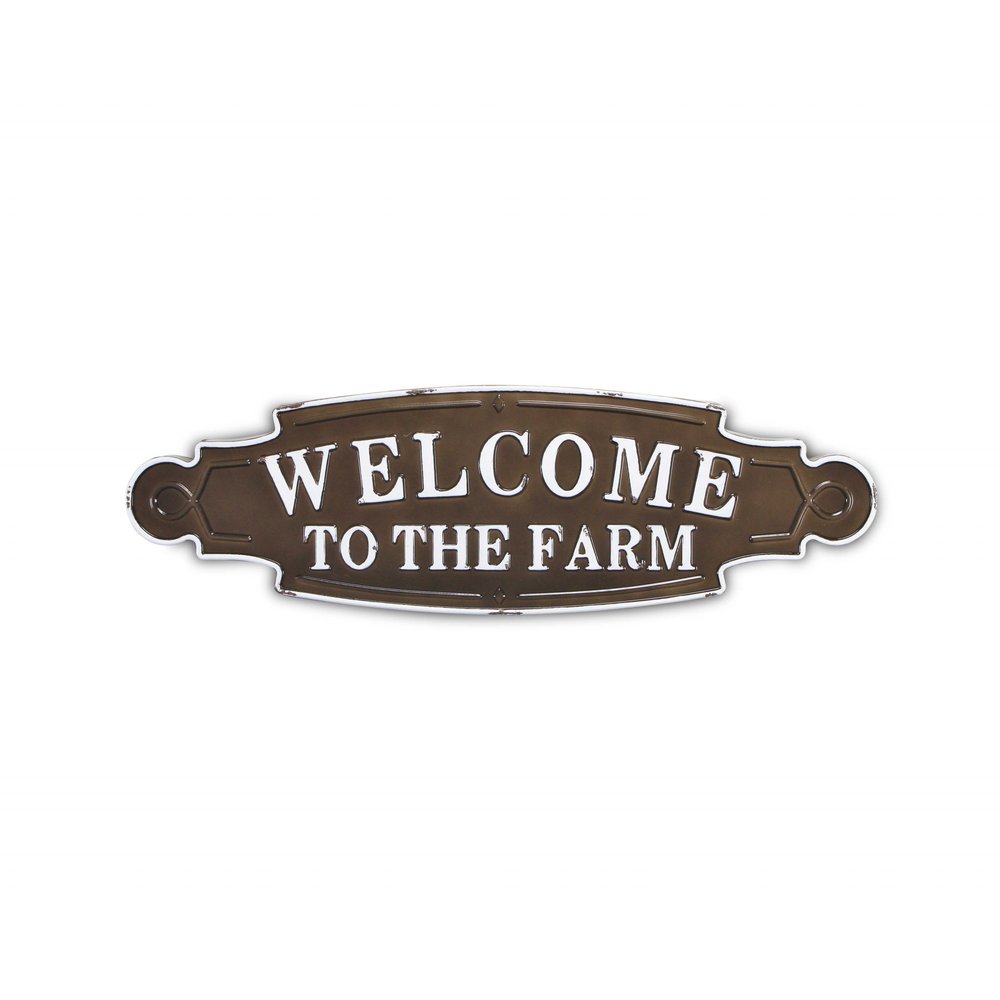 Welcome To The Farm Lacquered Black And White Metal Wall Art — view 3