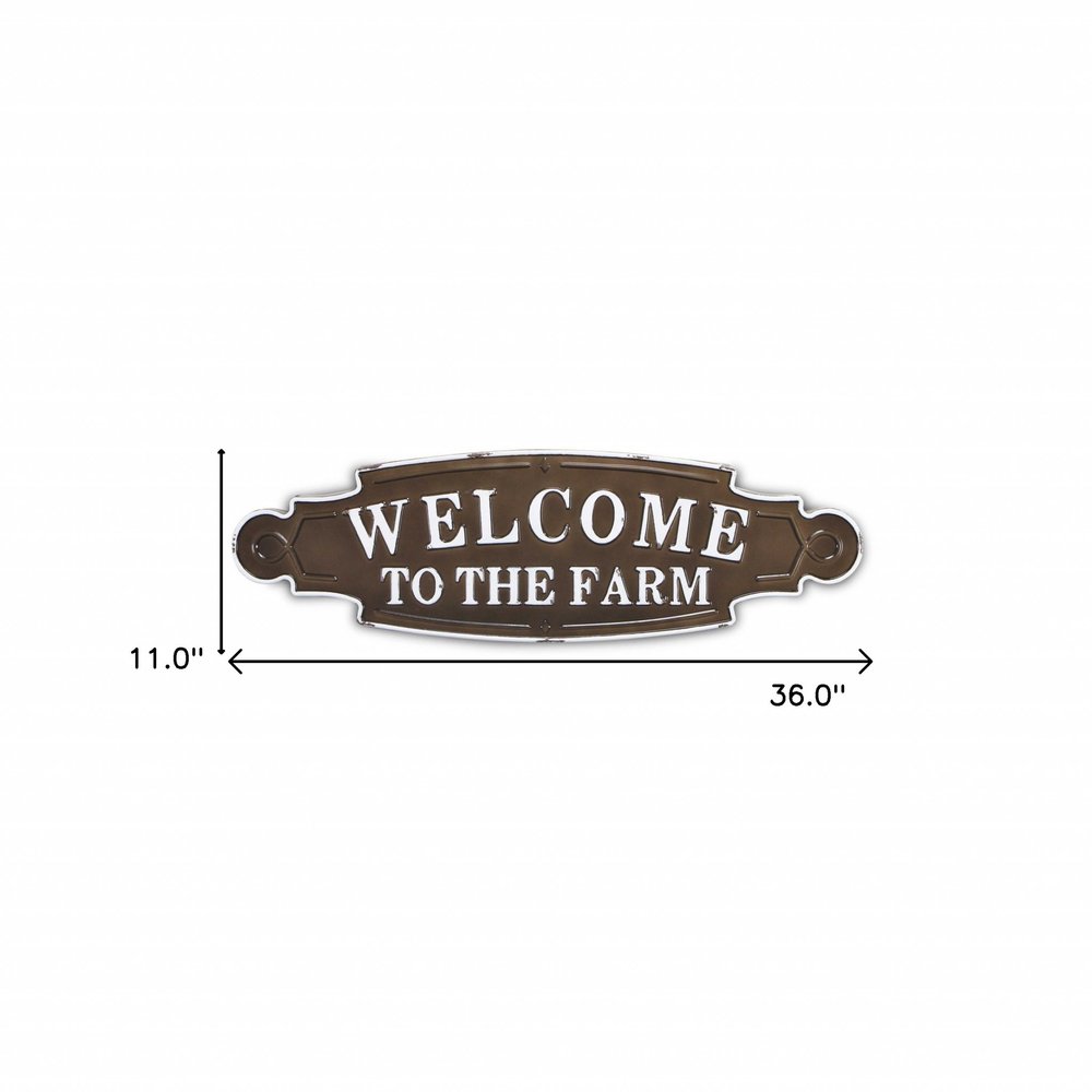 Welcome To The Farm Lacquered Black And White Metal Wall Art — view 4