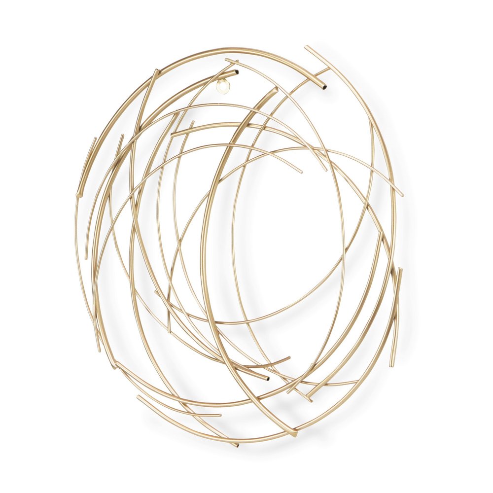 26" Gold Metal Abstract Round Hanging Wall Art Decor — view 2