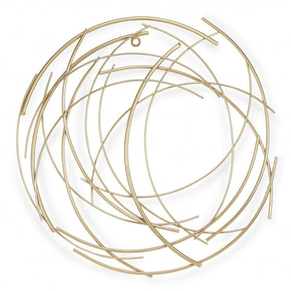 26" Gold Metal Abstract Round Hanging Wall Art Decor