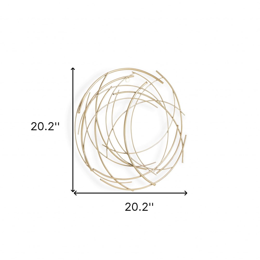 26" Gold Metal Abstract Round Hanging Wall Art Decor — view 4