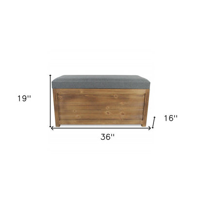 Set Of 2 Rectangular Gray Linen Fabric And Wood Storage Benches HomeRoots