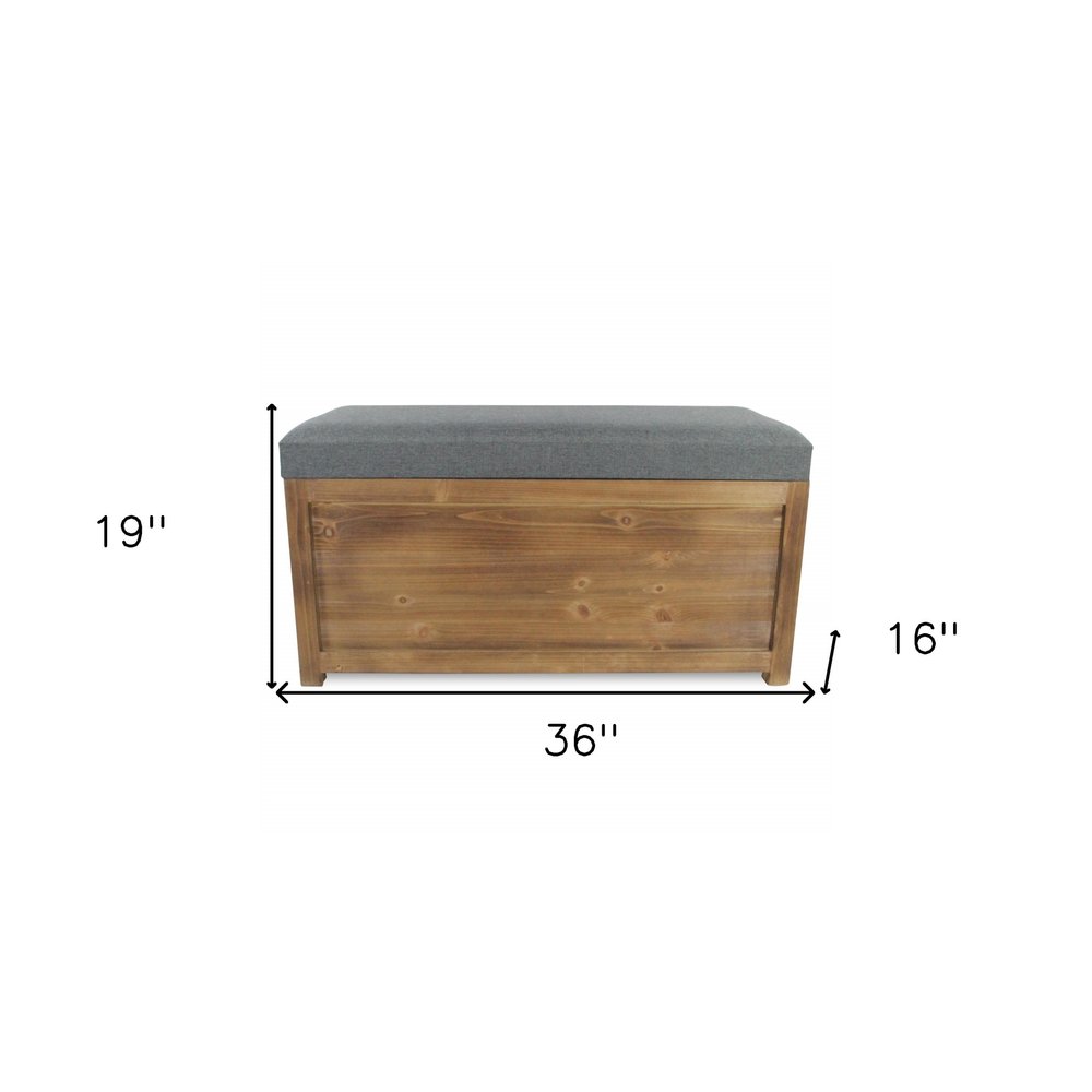 Set of Two 36" Gray Linen Upholstered Storage Bench With Flip Top