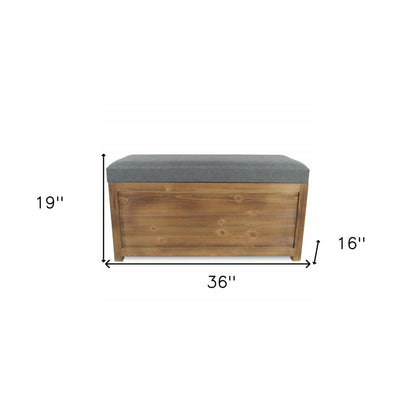 Set of Two 36" Gray Linen Upholstered Storage Bench With Flip Top