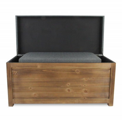 Set Of 2 Rectangular Gray Linen Fabric And Wood Storage Benches HomeRoots