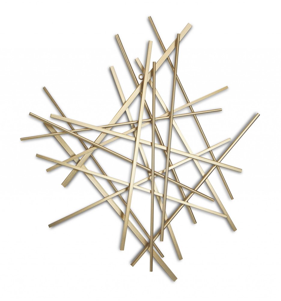 Gold Metal Abstract Linear Strips Wall Art Decor — view 1