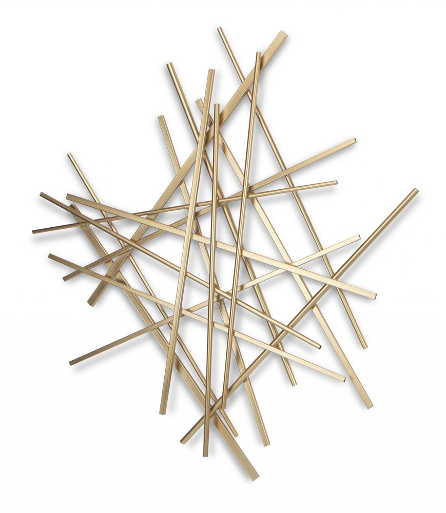 Gold Metal Abstract Linear Strips Wall Art Decor — view 2