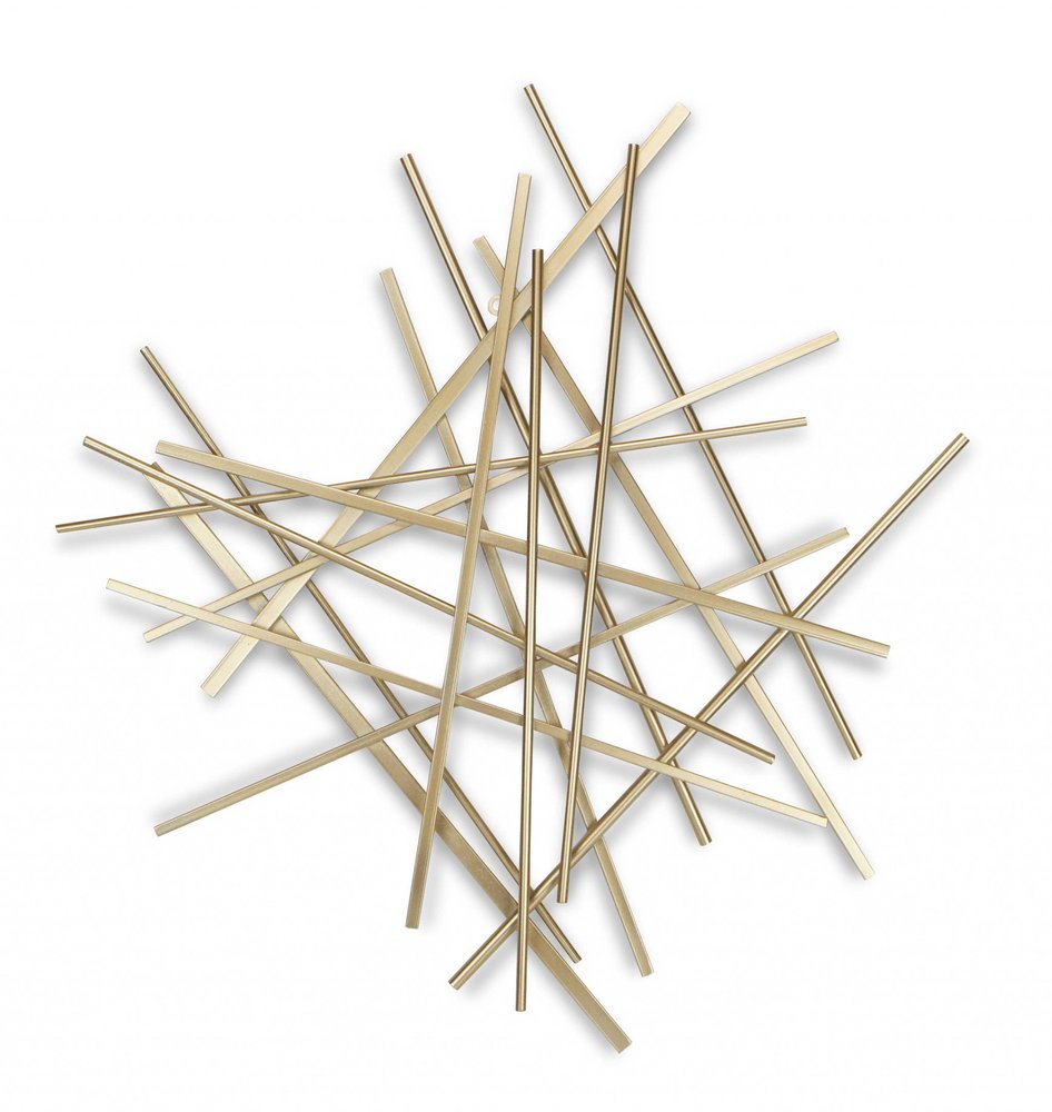 Gold Metal Abstract Linear Strips Wall Art Decor — view 3