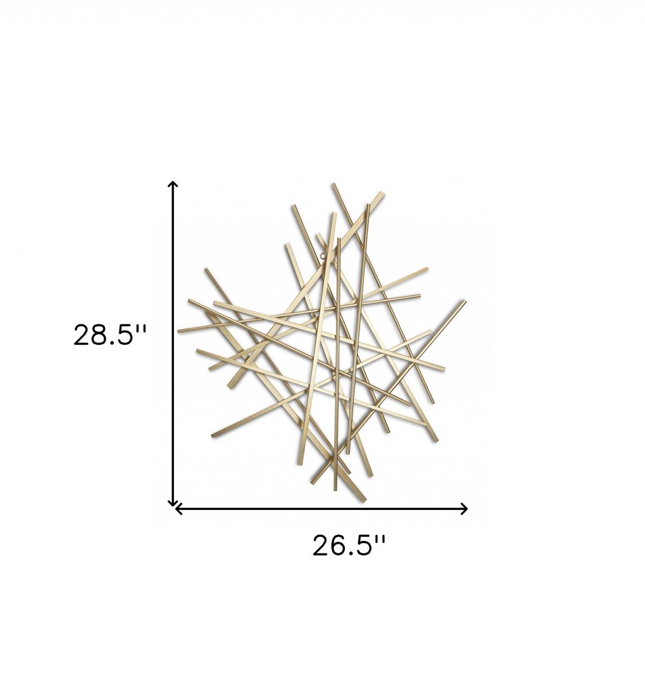 Gold Metal Abstract Linear Strips Wall Art Decor — view 4