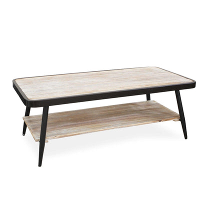 Industrial Style Distressed Whitewash And Gray Coffee Table - FurniFindUSA