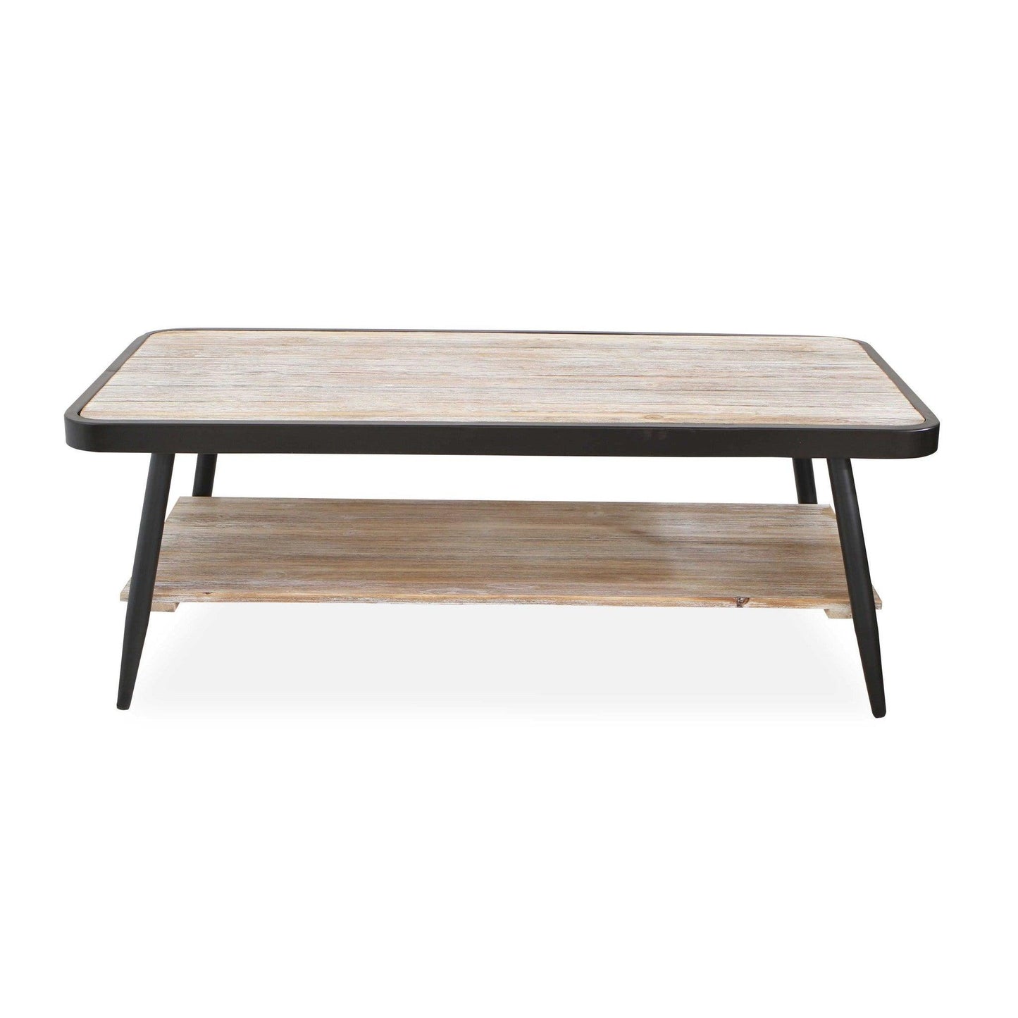 Industrial Style Distressed Whitewash And Gray Coffee Table - FurniFindUSA