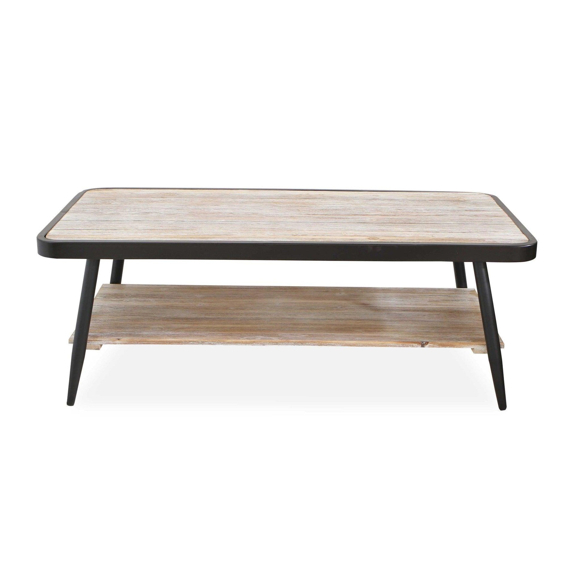 Industrial Style Distressed Whitewash And Gray Coffee Table - FurniFindUSA