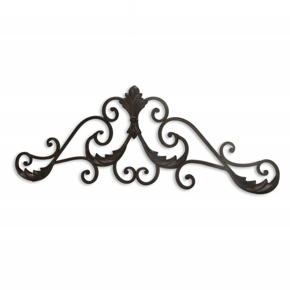 11" X 32" Brown Metal Rustic Scroll Hanging Dimensional Sculpture — view 2