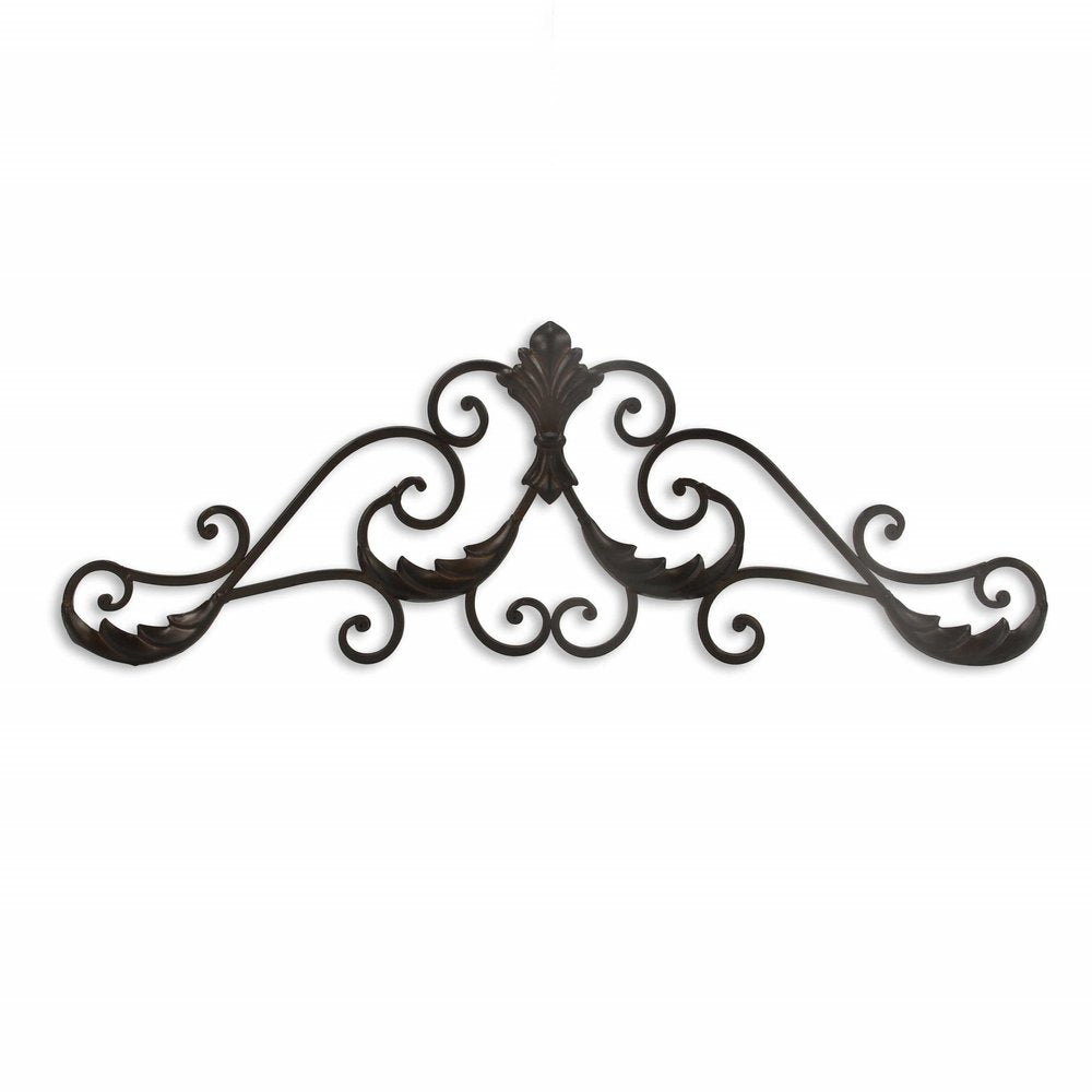 11" X 32" Brown Metal Rustic Scroll Hanging Dimensional Sculpture — view 3