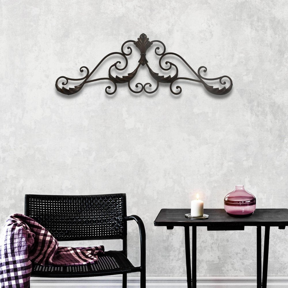 11" X 32" Brown Metal Rustic Scroll Hanging Dimensional Sculpture — view 5