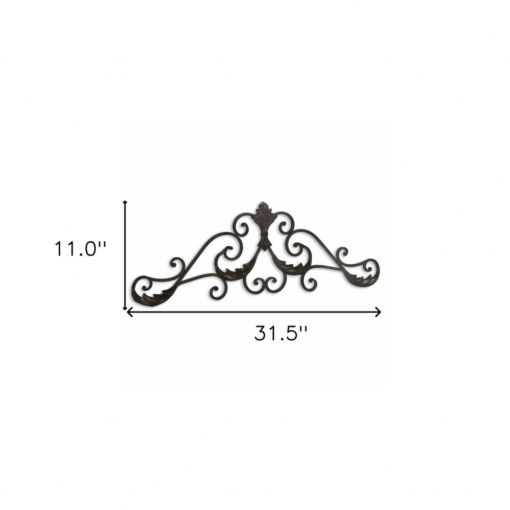 11" X 32" Brown Metal Rustic Scroll Hanging Dimensional Sculpture — view 6