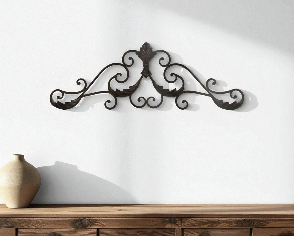 11" X 32" Brown Metal Rustic Scroll Hanging Dimensional Sculpture — view 7
