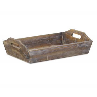 Dark Brown Finish Wood Serving Tray With Handles HomeRoots