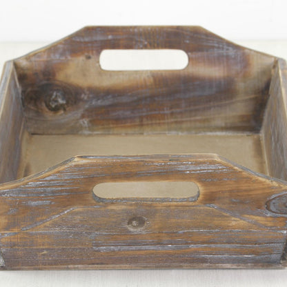 Dark Brown Finish Wood Serving Tray With Handles HomeRoots