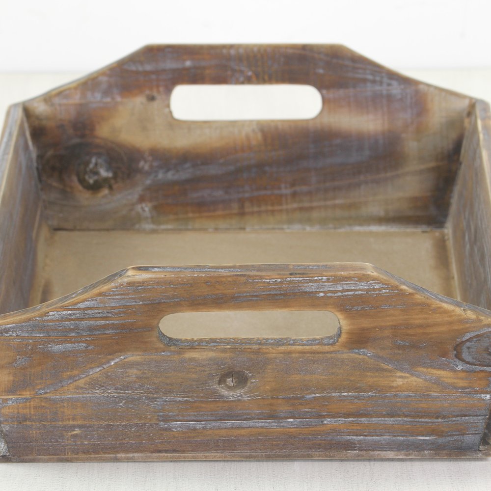 Dark Brown Finish Wood Serving Tray With Handles HomeRoots