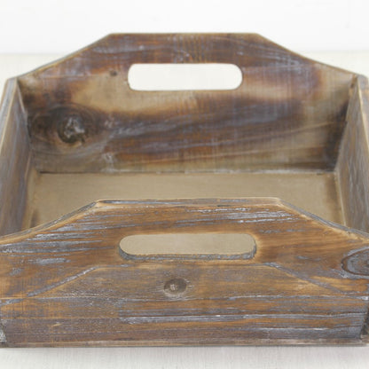 Dark Brown Finish Wood Serving Tray With Handles HomeRoots
