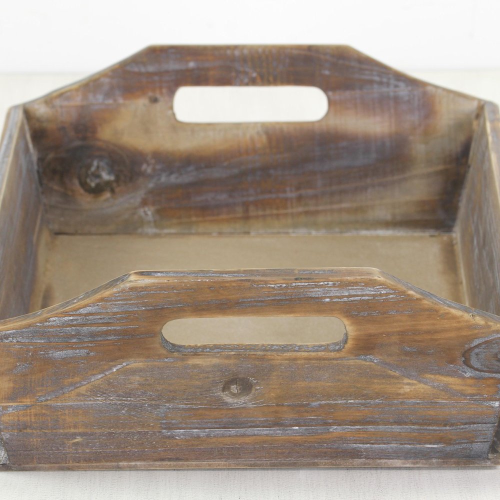 Dark Brown Finish Wood Serving Tray With Handles — view 6
