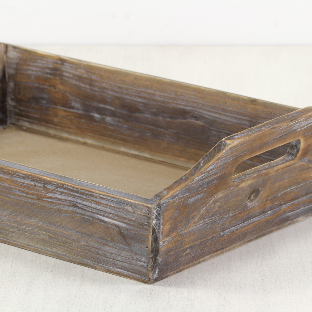 Dark Brown Finish Wood Serving Tray With Handles HomeRoots