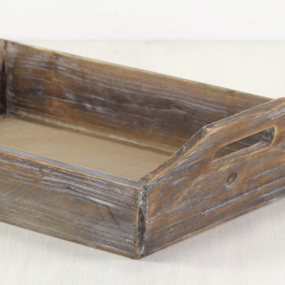 Dark Brown Finish Wood Serving Tray With Handles HomeRoots