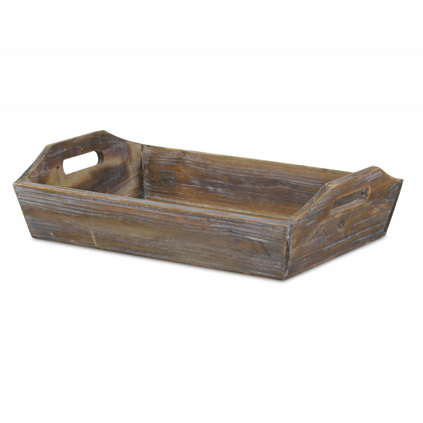 Dark Brown Finish Wood Serving Tray With Handles HomeRoots