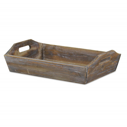 Dark Brown Finish Wood Serving Tray With Handles HomeRoots