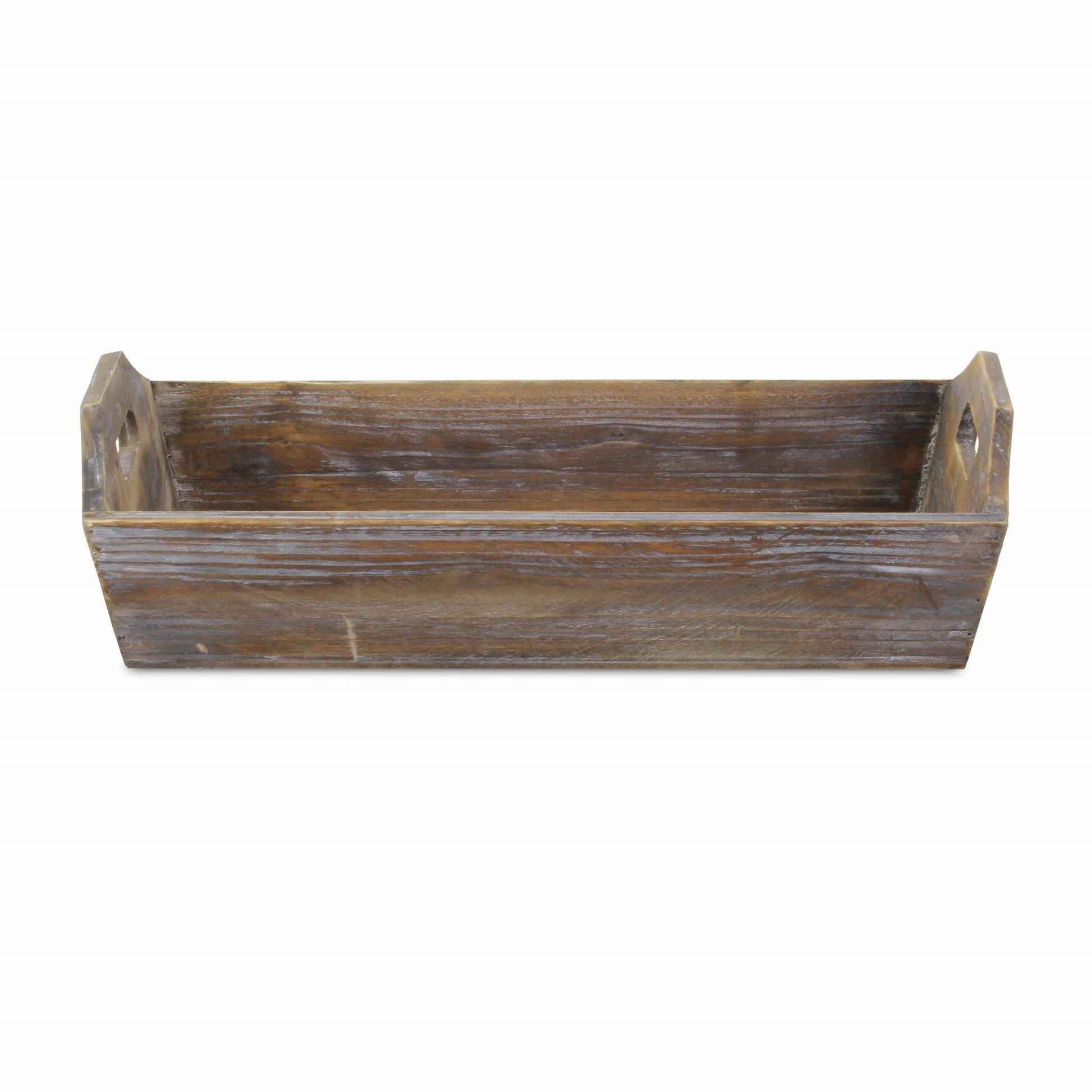Dark Brown Finish Wood Serving Tray With Handles HomeRoots