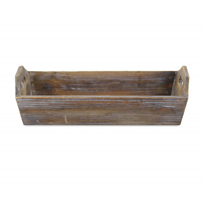 Dark Brown Finish Wood Serving Tray With Handles HomeRoots