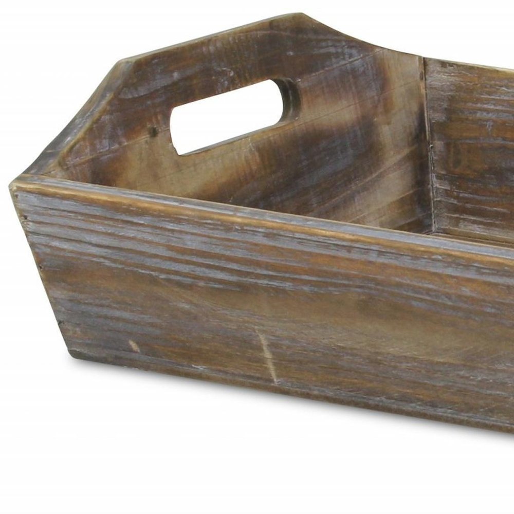 Dark Brown Finish Wood Serving Tray With Handles HomeRoots