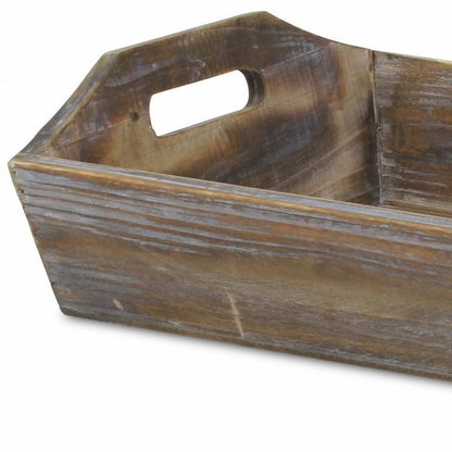 Dark Brown Finish Wood Serving Tray With Handles HomeRoots