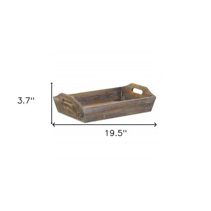 Dark Brown Finish Wood Serving Tray With Handles HomeRoots