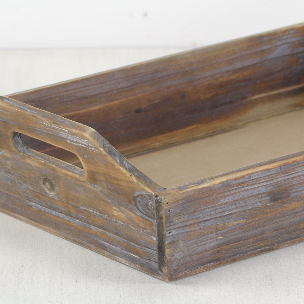 Dark Brown Finish Wood Serving Tray With Handles HomeRoots