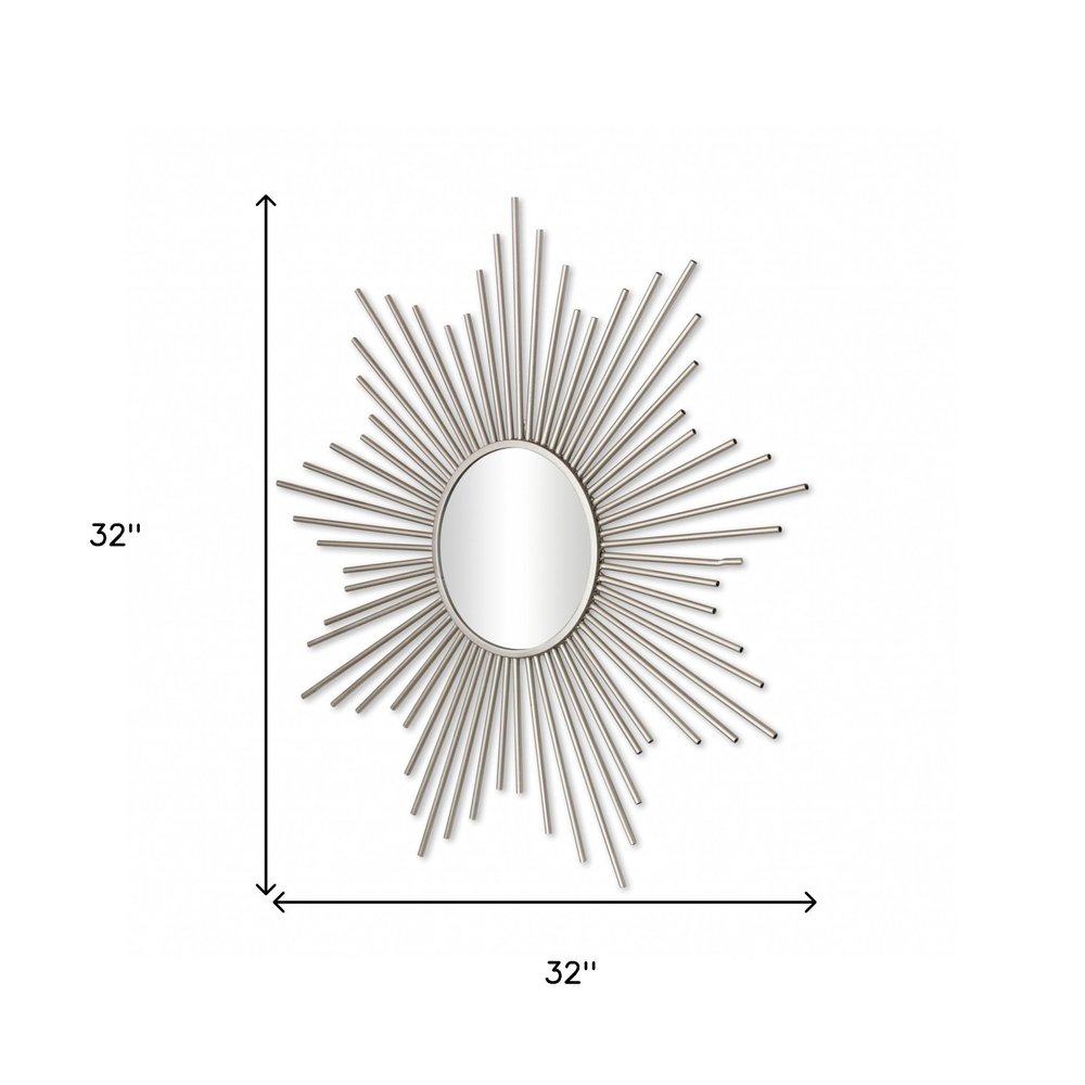 32" Silver Metal Sunburst Framed Accent Mirror HomeRoots