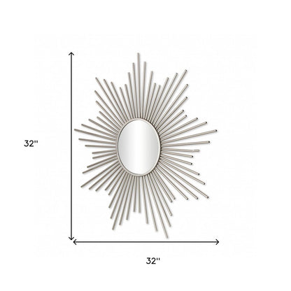 32" Silver Metal Sunburst Framed Accent Mirror HomeRoots