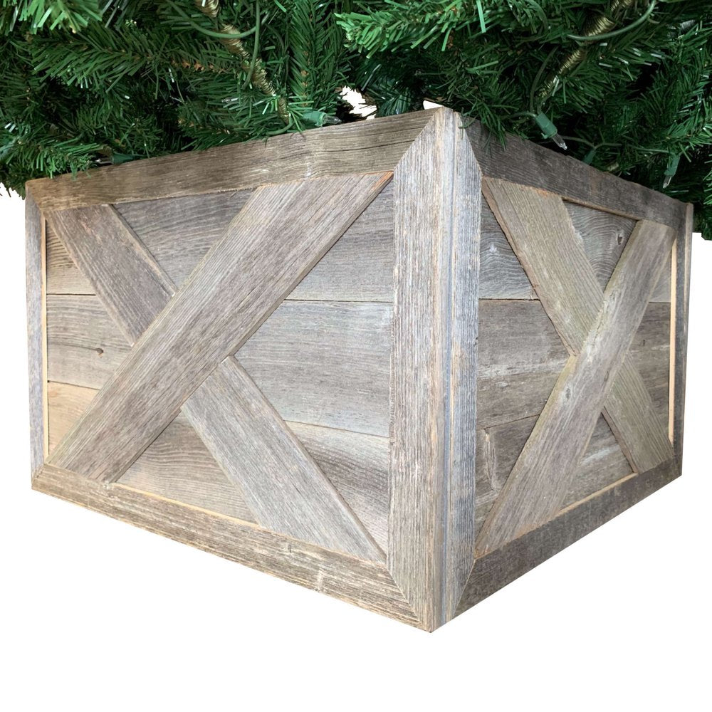 23" Thick Weathered Gray Christmas Tree Collar HomeRoots