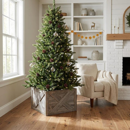 23" Thick Weathered Gray Christmas Tree Collar HomeRoots