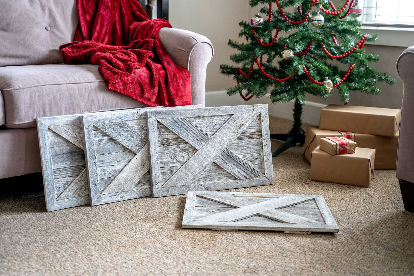 23" Natural Weathered Gray Whitewash Christmas Tree Collar