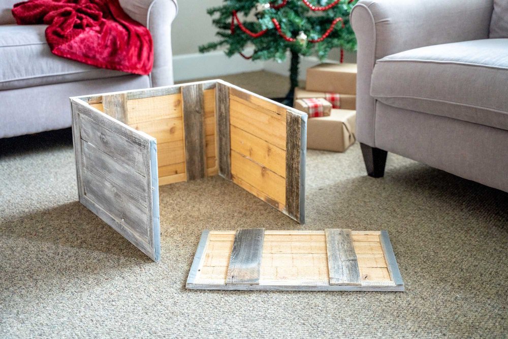 23" Gray White Wash Plank Christmas Tree Collar HomeRoots