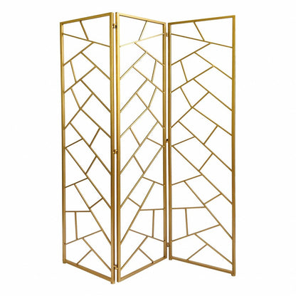 71" Gold IronFolding Three Panel Screen Room Divider HomeRoots
