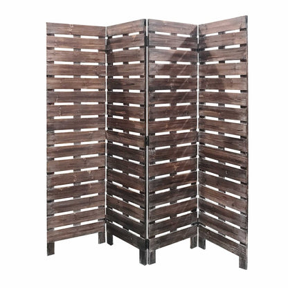 72" Brown Folding Four Panel Screen Room Divider HomeRoots