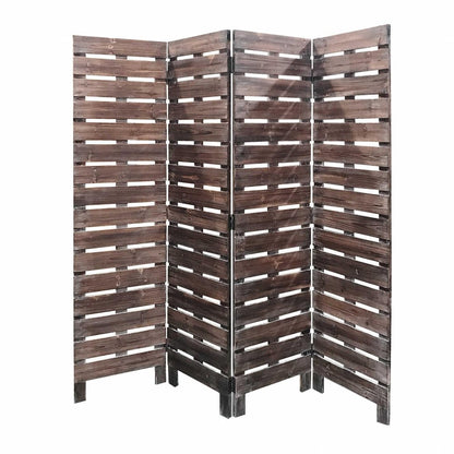 72" Brown Folding Four Panel Screen Room Divider HomeRoots