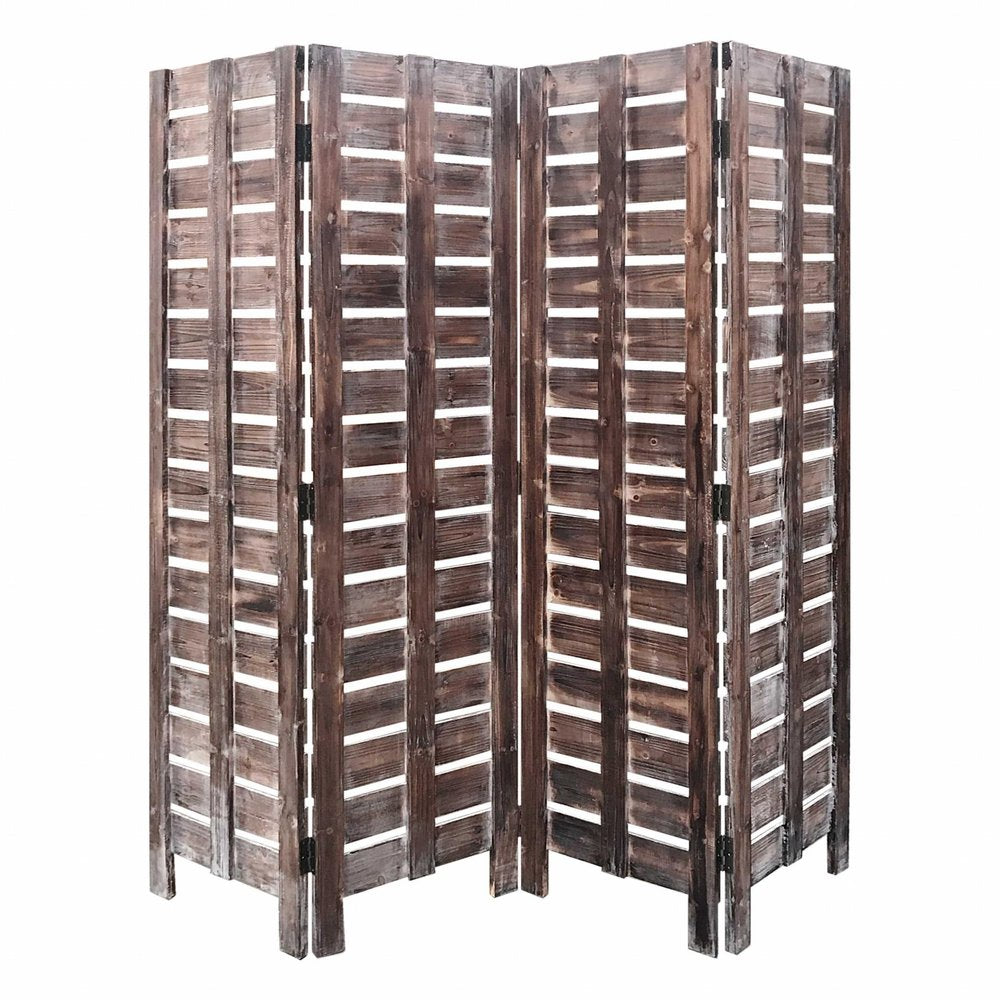 72" Brown Folding Four Panel Screen Room Divider HomeRoots