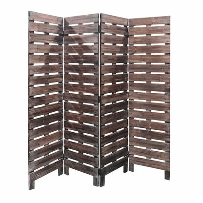 72" Brown Folding Four Panel Screen Room Divider HomeRoots