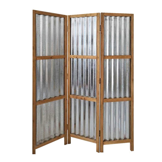 72" Brown Folding Three Panel Screen Room Divider HomeRoots